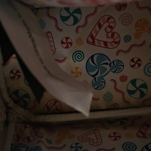 Loungefly holiday gingerbread print Disney mini backpack with matching ears - Picture 6 of 7